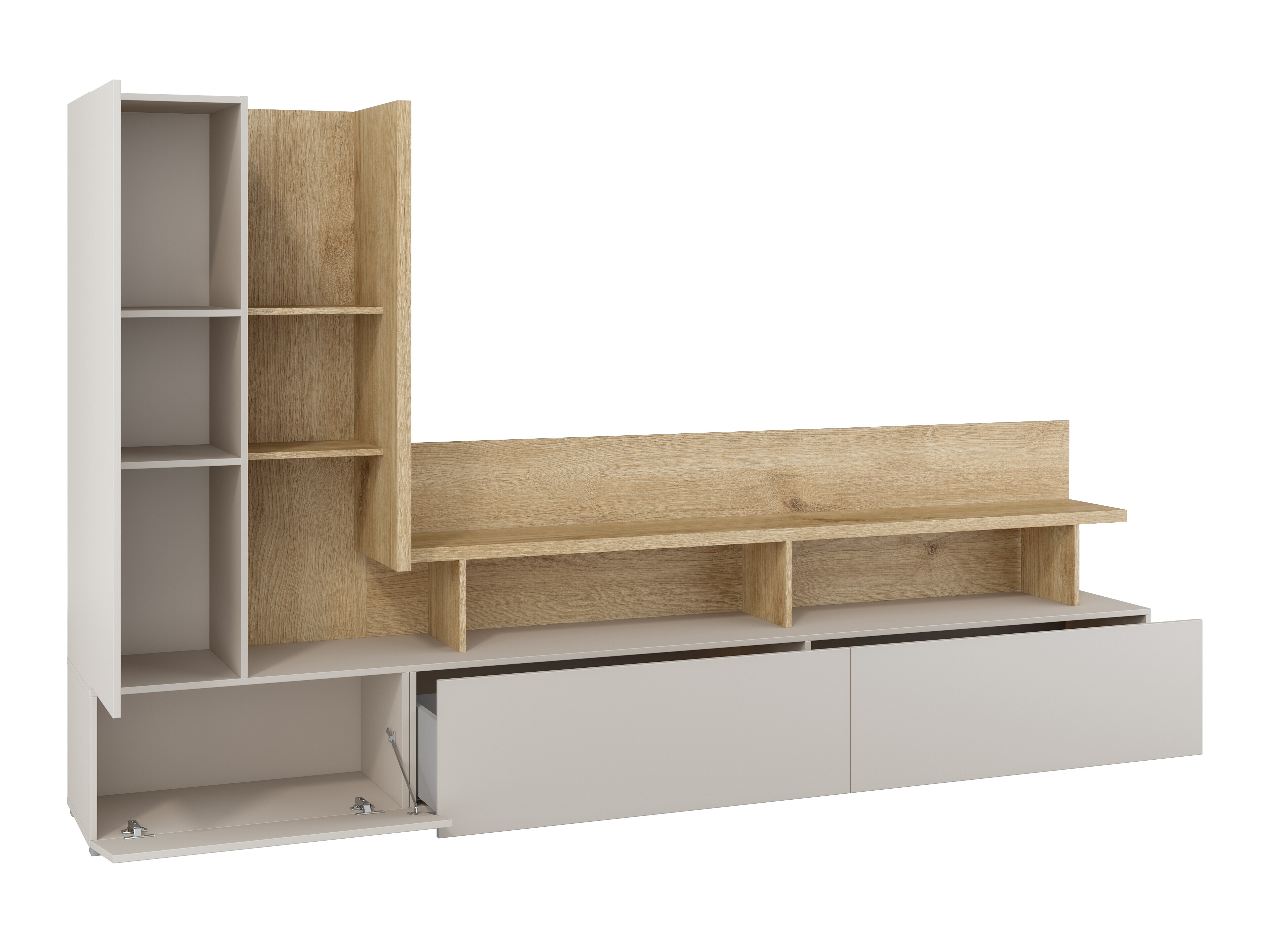 Wohnzimmer-Sets Virvele 103 (Kaschmir + Eichenholzoptik hell)