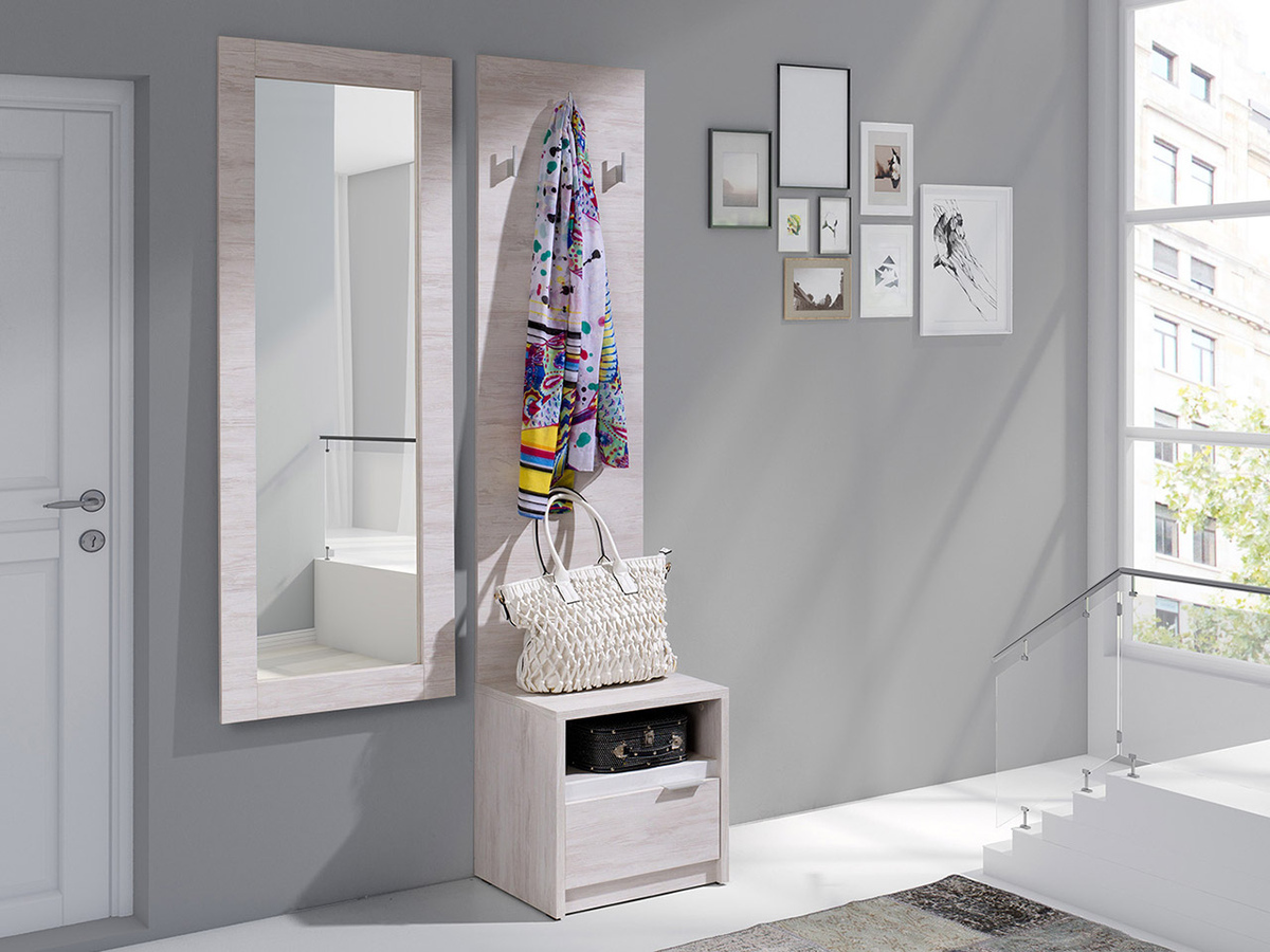 Flurgarnitur Fivelbo 118 (Eichenholzoptik gebleicht + Weiß glänzend)