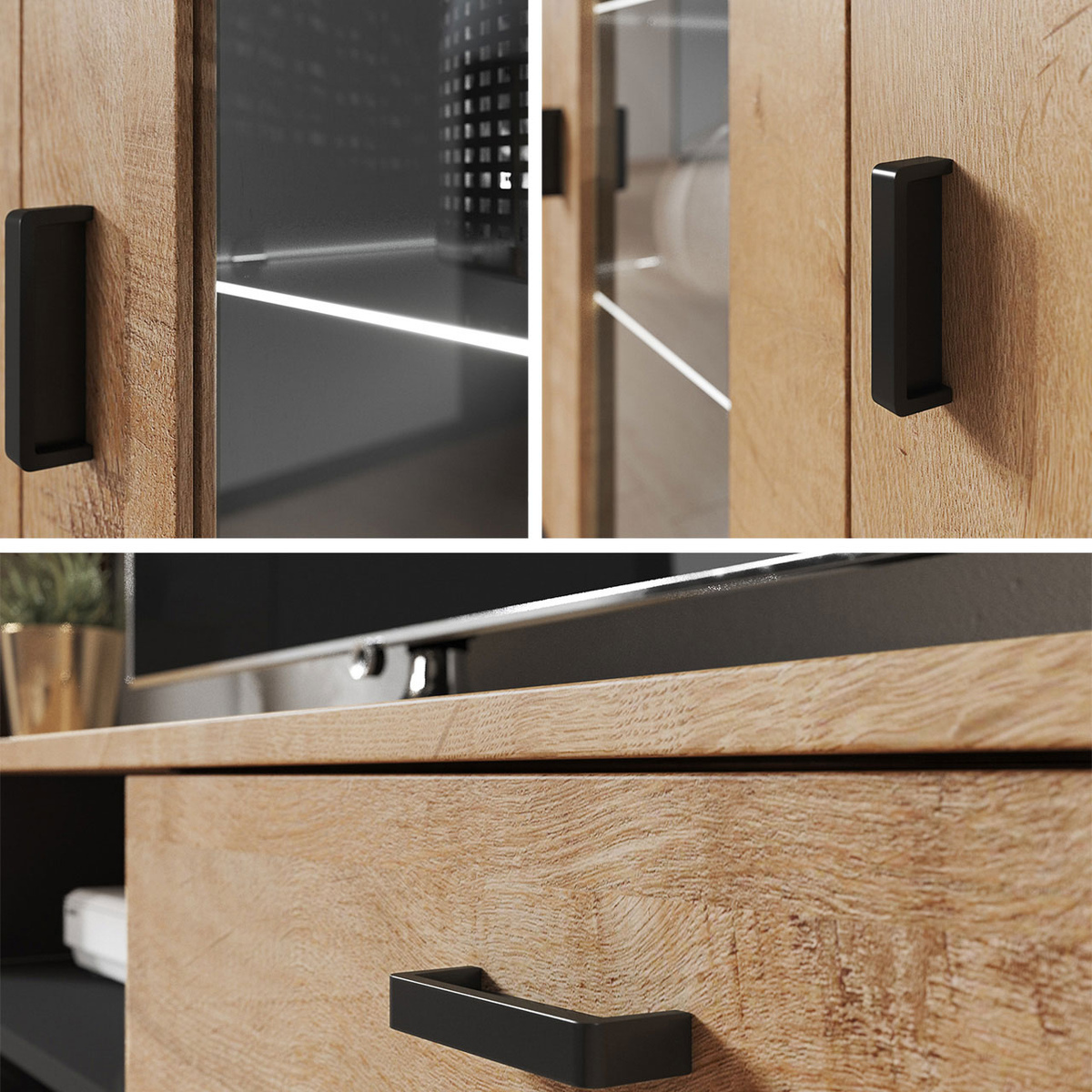 TV-Möbel Tornola 100 (Schwarz + Schwarz glänzend)