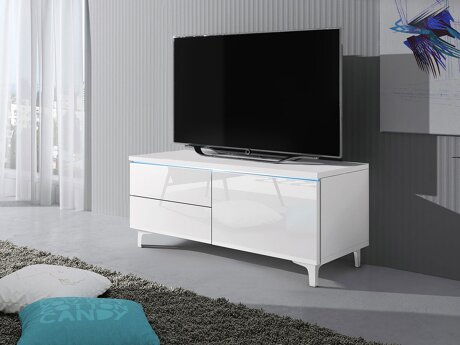 TV-Möbel Nashville 119 (Weiß + Weiß glänzend)
